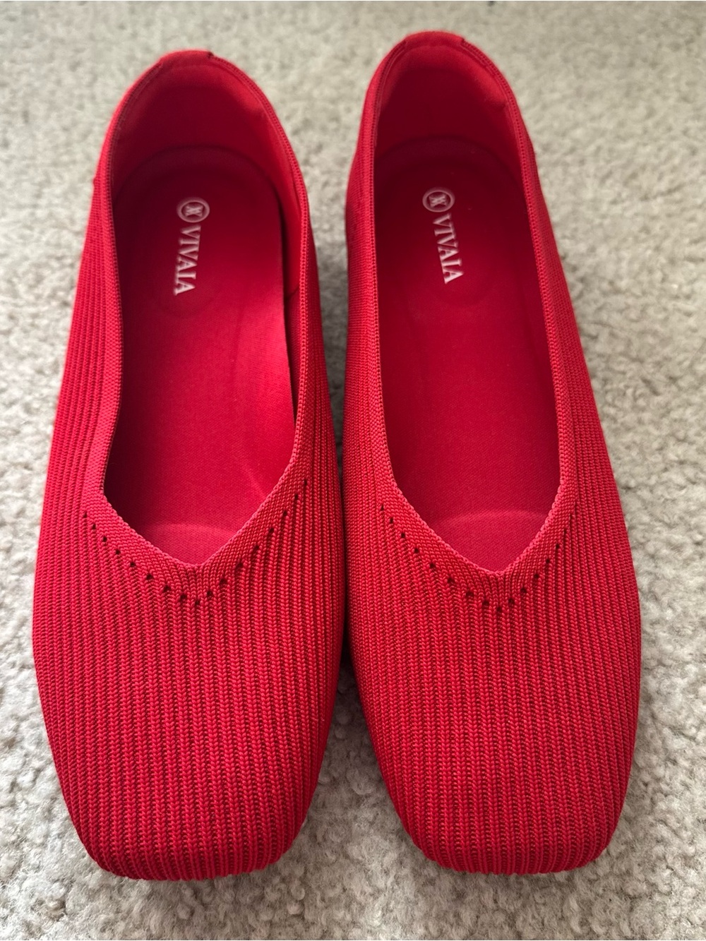 Vivaia Margot 2.0 Square Toe Flat in Red Size EU 39.5
